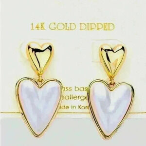 Pearl Heart Earrings White & 14K GP